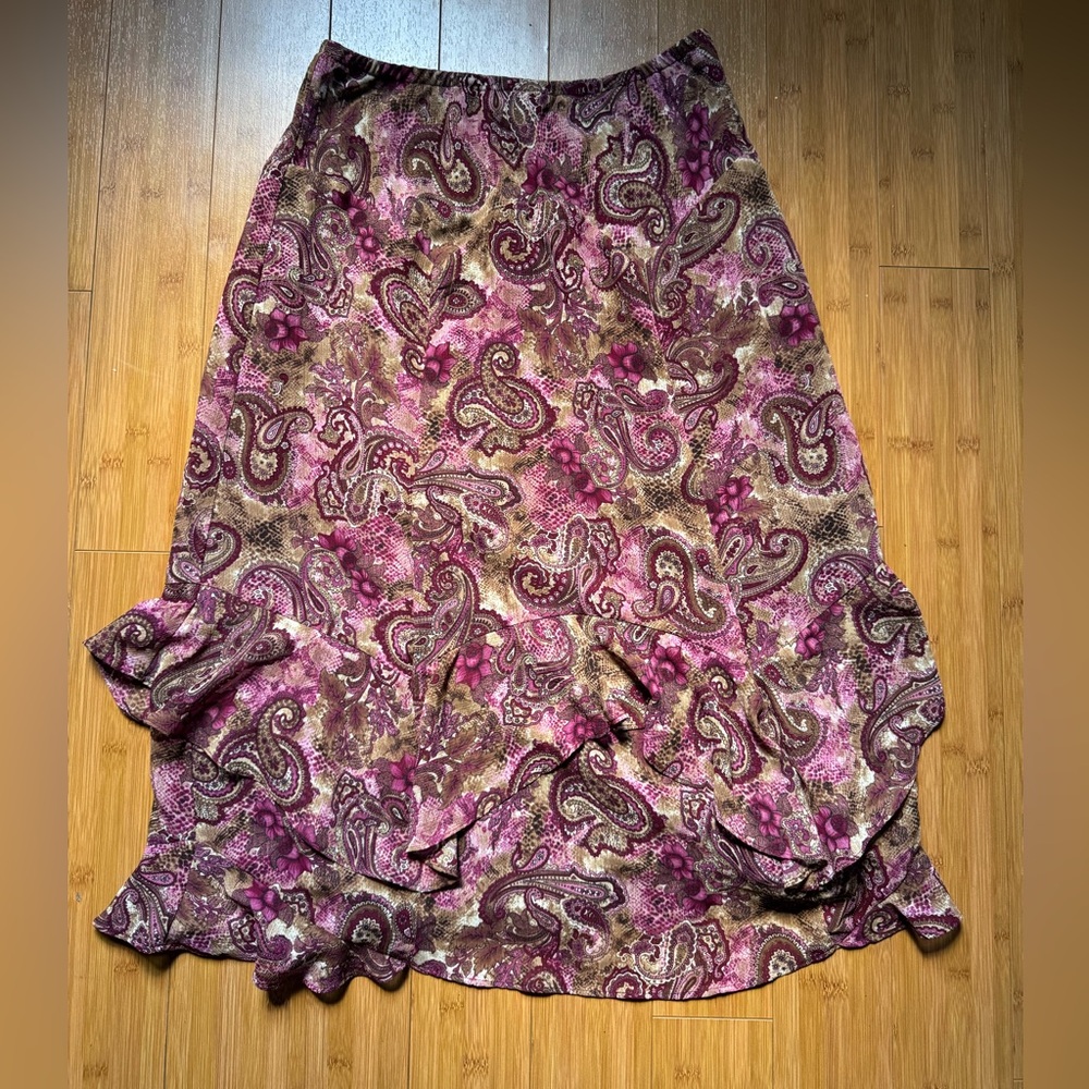Vintage Paisley Print Pink Skirt